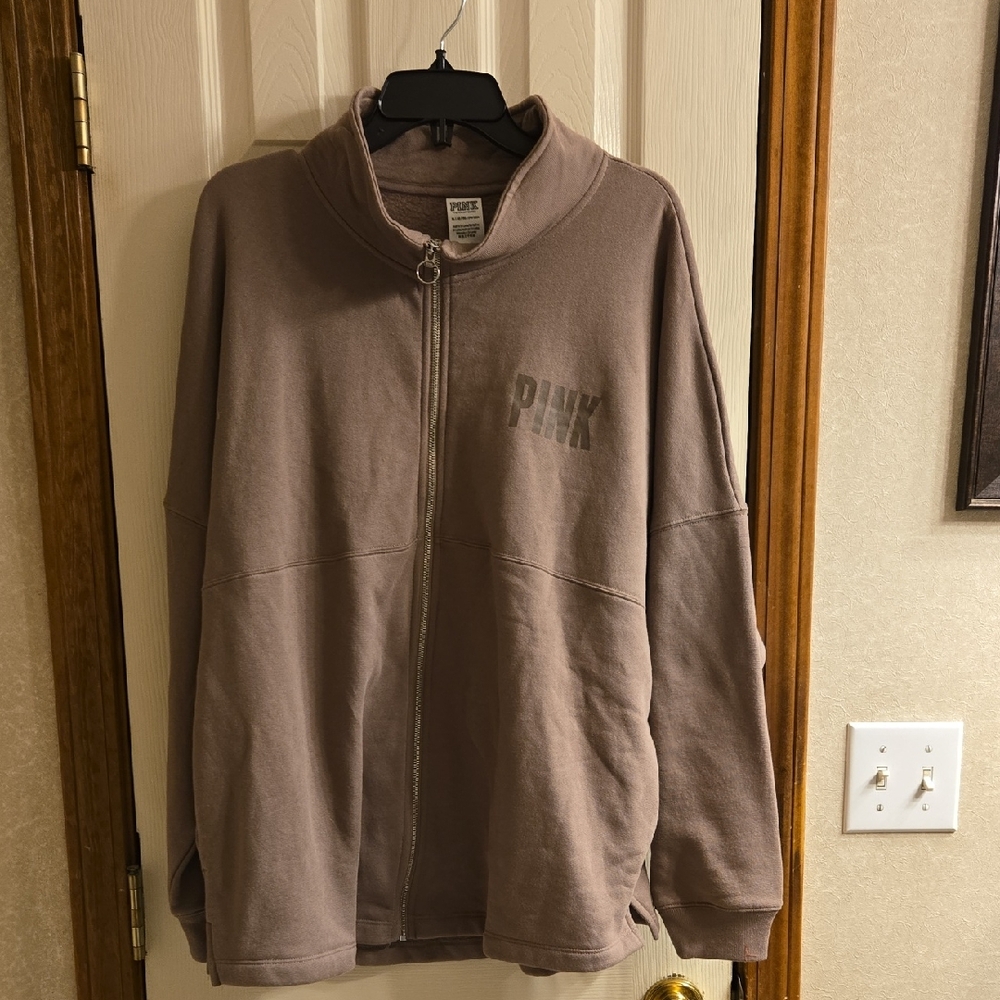 PINK Victoria's Secret Taupe Zip-Up Sweater